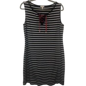 Talbots navy and white striped sheath dress. Casual and sporty and so cute!